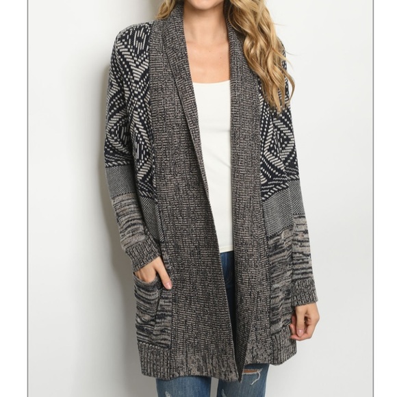 ❤️LAST NEW S Honey Punch Navy Taupe Cardigan - Picture 2 of 3